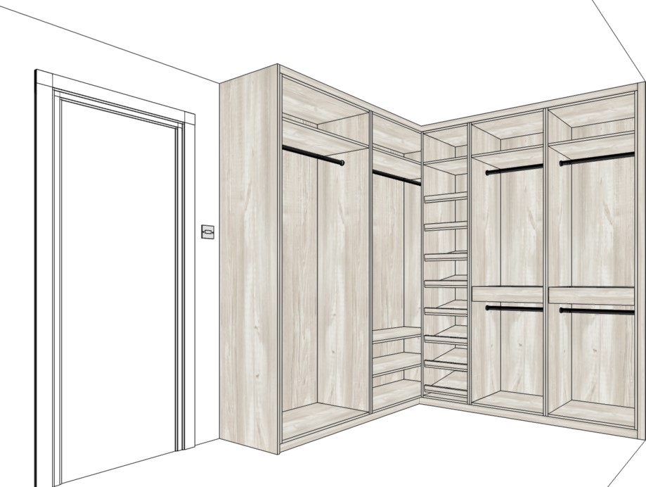 Walk-in wardrobe design drawing